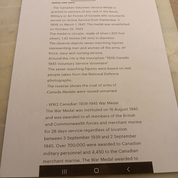 WW2 Canadian war medal &  Voluntary service medal 1939-45 & ribbons,holder, box, - Picture 6 of 6